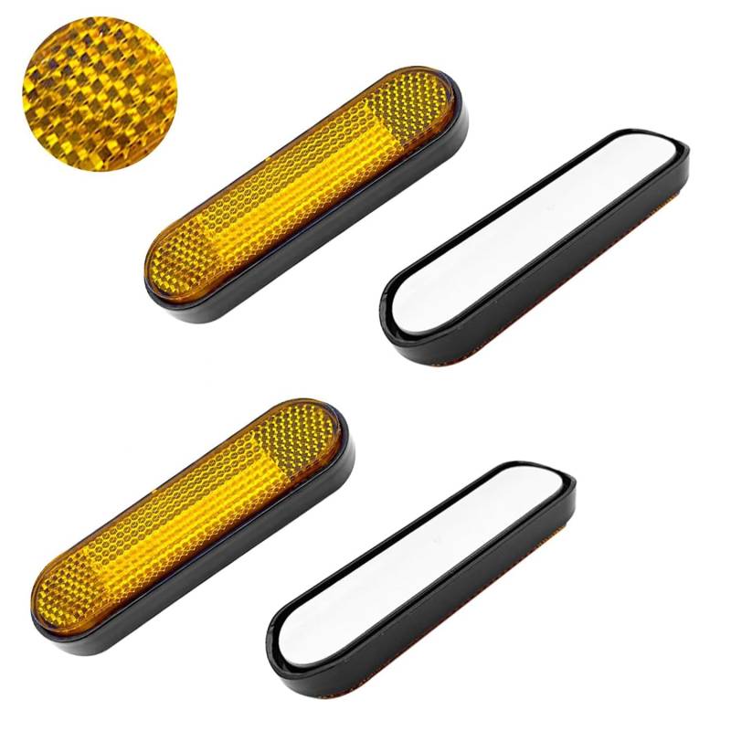 JINJUMEI 4 Stück 100x 28 mm Motorrad Fahrrad Reflektor, Selbstklebend Reflektor Rückstrahler Katzenaugen, Gelb Katzenauge für Motorrad Scooter Fahrrad Multifunktional Scooter von JINJUMEI