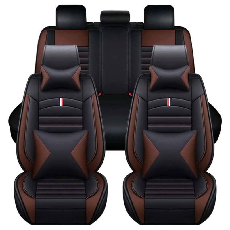 JINLINGNB Leder Auto Sitzbezüge Sets für Nissan Sylphy 2006-2025, Autositzbezüge Kompletter Satz Vorne Hinten Autositzbezug Sitzschoner wasserdichte Zubehör,D/Black-Coffee von JINLINGNB