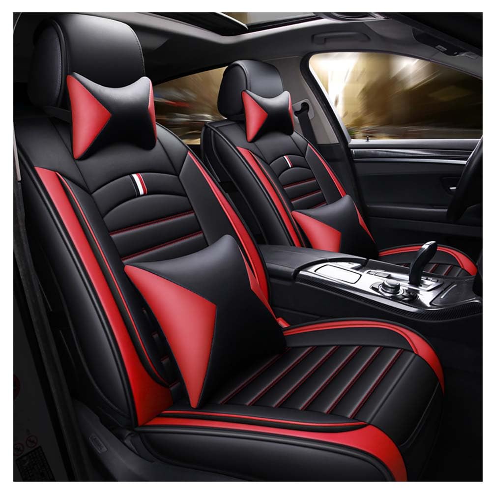 JINLINGNB Leder Auto Sitzbezüge Sets für Nissan Tiida C11 2004-2011, Autositzbezüge Kompletter Satz Vorne Hinten Autositzbezug Sitzschoner wasserdichte Zubehör,B/Black-red JINLINGNB Leder Auto Sitzbezüge Sets für Nissan Tiida C11 2004-2011, Autositzbezüge Kompletter Satz Vorne Hinten Autositzbezug Sitzschoner wasserdichte Zubehör,B/Black-red von JINLINGNB