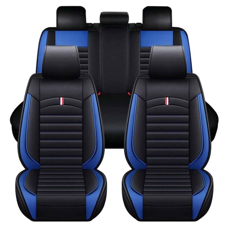 JINLINGNB Leder Auto Sitzbezüge Sets für Nissan Tiida C11 2004-2011, Autositzbezüge Kompletter Satz Vorne Hinten Autositzbezug Sitzschoner wasserdichte Zubehör,G/Black-Blue von JINLINGNB