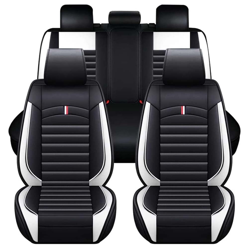 JINLINGNB Leder Auto Sitzbezüge Sets für Nissan Tiida C11 2004-2011, Autositzbezüge Kompletter Satz Vorne Hinten Autositzbezug Sitzschoner wasserdichte Zubehör,I/Black-White JINLINGNB Leder Auto Sitzbezüge Sets für Nissan Tiida C11 2004-2011, Autositzbezüge Kompletter Satz Vorne Hinten Autositzbezug Sitzschoner wasserdichte Zubehör,I/Black-White von JINLINGNB