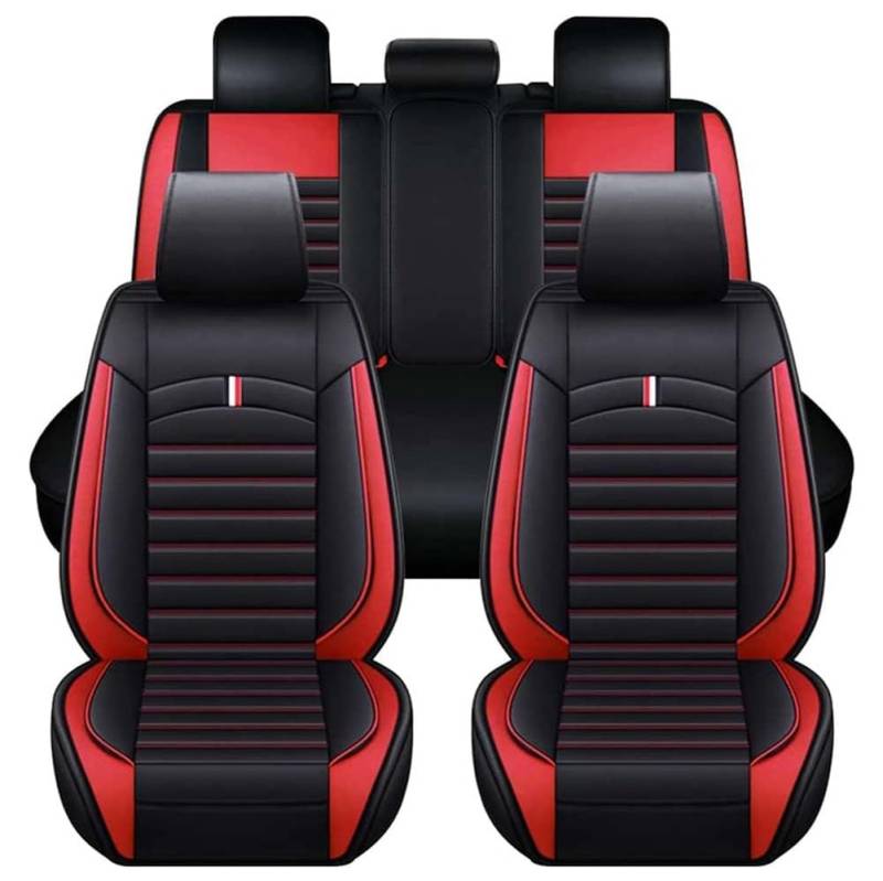JINLINGNB Leder Auto Sitzbezüge Sets für Nissan X-Trial 2014-2025 5 Seats, Autositzbezüge Kompletter Satz Vorne Hinten Autositzbezug Sitzschoner wasserdichte Zubehör,A/Black-red von JINLINGNB