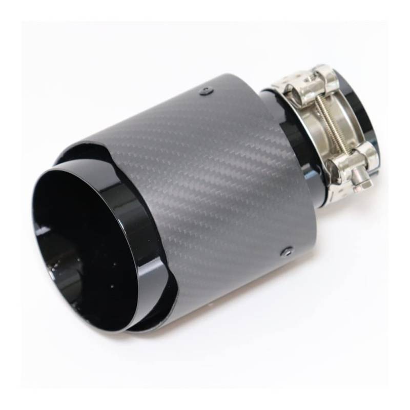 Auto-Endrohre Universal Auto Matte Kohlefaser Schalldämpfer Spitze Auspuffanlage Rohr Schalldämpfer Düse Gerade Edelstahl Schwarz Für Akrapovic Auspuff Endrohr (Farbe : 60MM IN 89MM OUT) von JINRANSHANGMAO