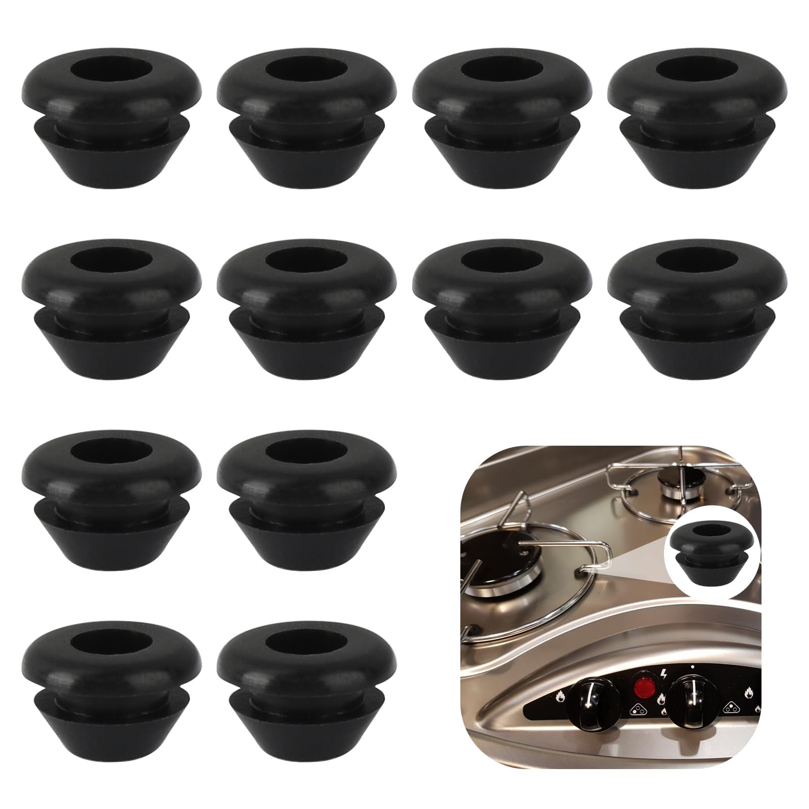 12 Stück Gummidurchführungen, Gummitüllen Rostgummifüße Gummifüße Schwarz Gummitülle Gasherd Ösen für Wohnmobilkocher Kompatibel mit 5 mm Stangen von Dometic, Smev und Thetford 12 Stück Gummidurchführungen, Gummitüllen Rostgummifüße Gummifüße Schwarz Gummitülle Gasherd Ösen für Wohnmobilkocher Kompatibel mit 5 mm Stangen von Dometic, Smev und Thetford von JINSIHU