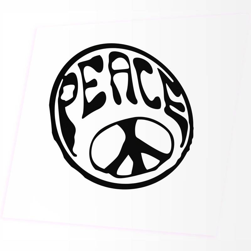 JINTORA - Autoaufkleber Tuning - Hippie Peace - 88x90mm - Auto Aufkleber - Bus - Fenster - Heckscheibe - Camper - wetterfest - Outdoor Sticker - Auto Deko - LKW - Tuning Selbstklebend - schwarz von JINTORA