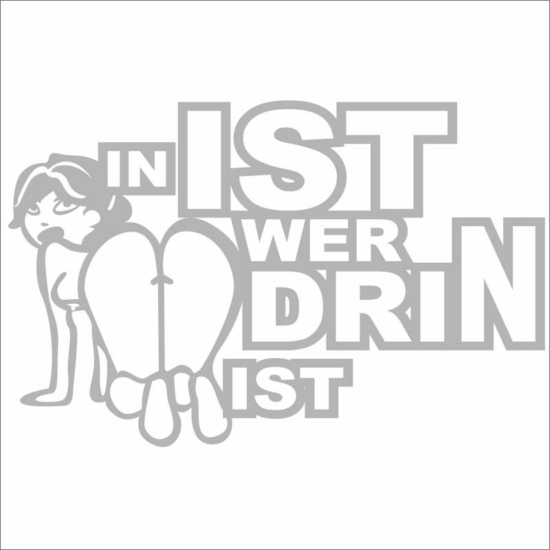 Jintora - Autoaufkleber Tuning - Auto Aufkleber - In ist wer drin ist - 153x99 mm - Auto Sticker Bus Fenster Heckscheibe Camper wetterfest Outdoor Sticker Auto Deko LKW Tuning Selbstklebend - Silber von Jintora