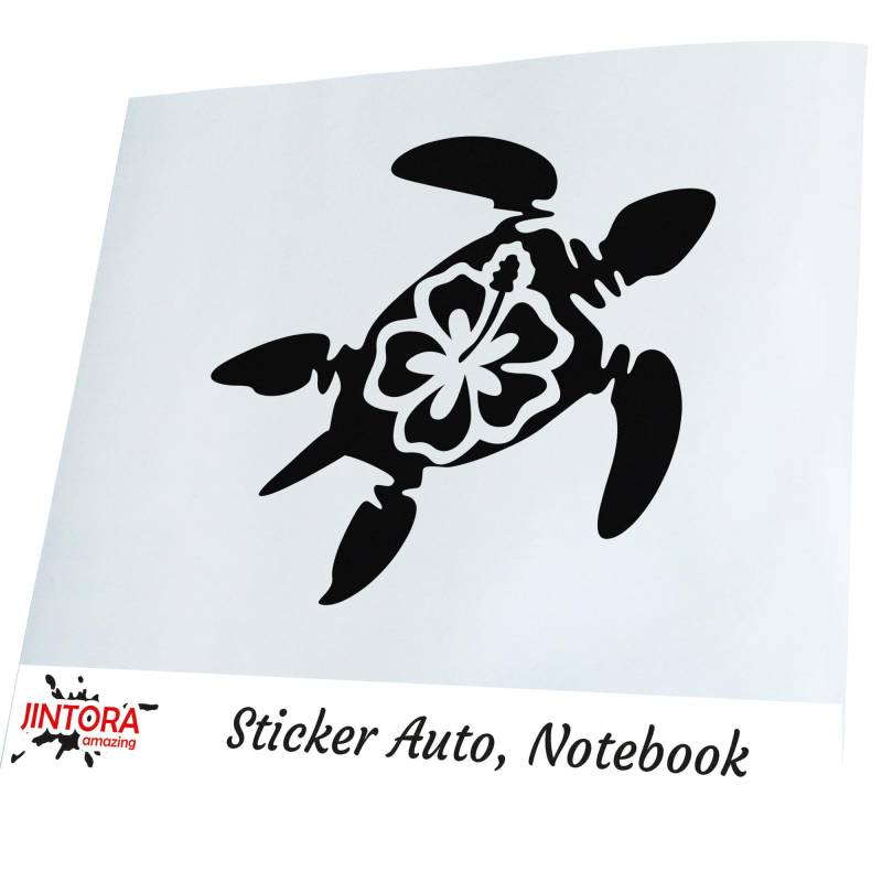Jintora - Autoaufkleber Tuning - Auto Aufkleber - Schildkröte Hawaii - 118x99 mm - Auto Sticker Bus Fenster Heckscheibe Camper wetterfest Outdoor Sticker Auto Deko LKW Tuning Selbstklebend - schwarz von Jintora
