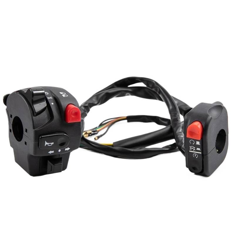 JIOEWS Motorrad Schalter Control 7/8 "22mm ATV Motorrad Lenker Controll Schalter Für Hupe Taste Blinker Elektrische Nebel Licht Start Töten Warn Licht Schalterelement(Right+Left) von JIOEWS