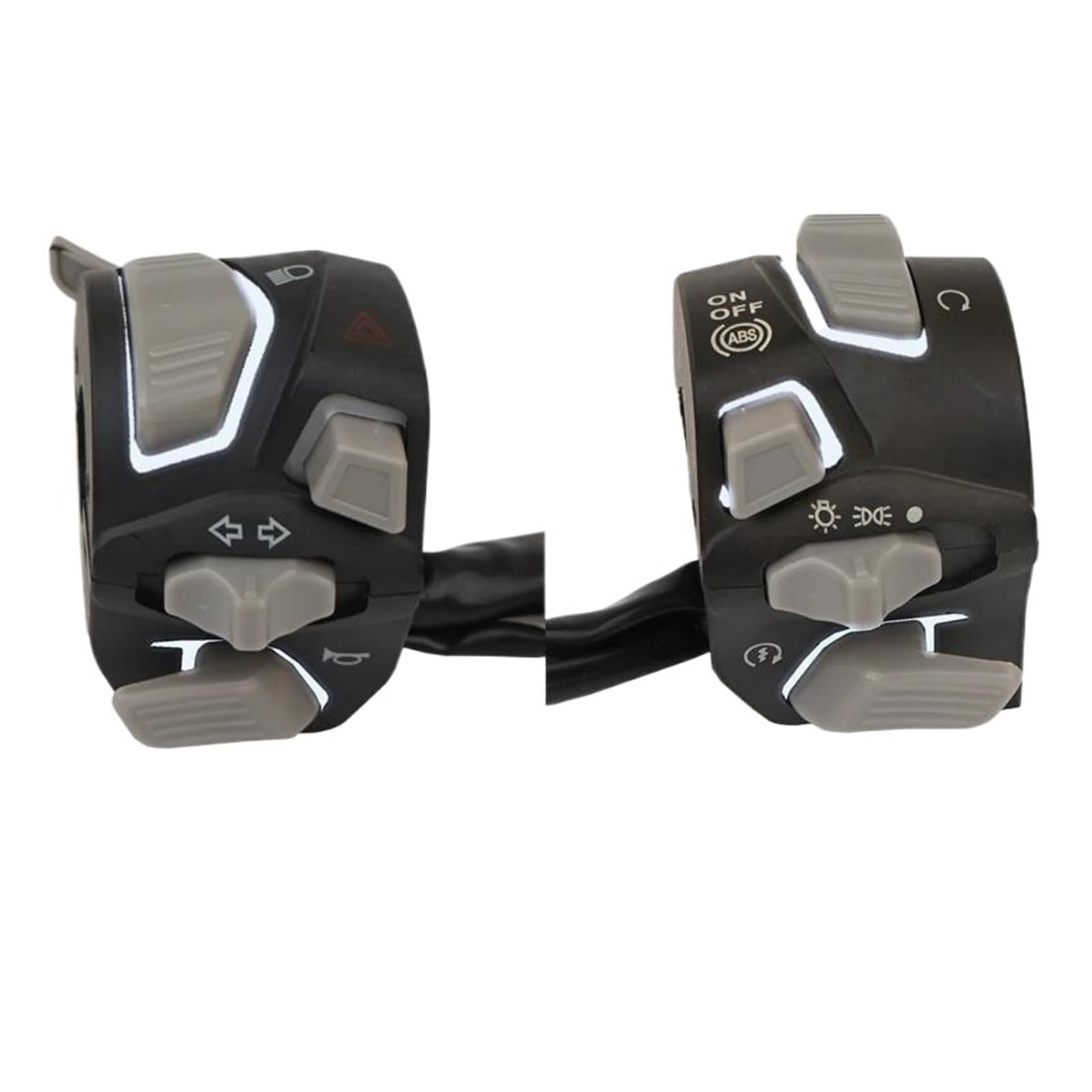 JIOEWS Motorrad Schalter Control 7/8'' 22mm Universal Motorrad Lenker Schalter Scheinwerfer Warnung Licht Drehen Flash Licht Signal Horn Start Kill Button Schalterelement(2) von JIOEWS