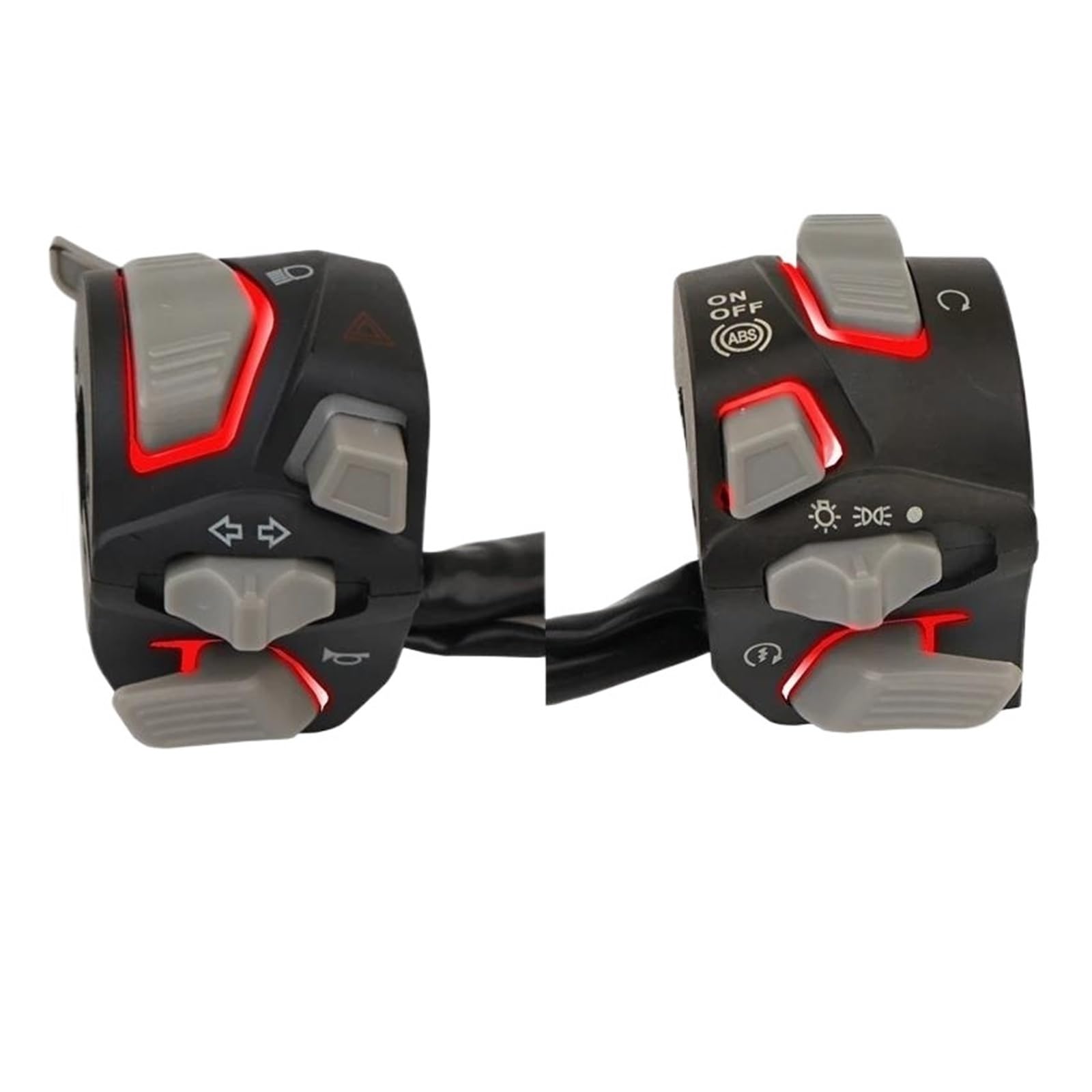 JIOEWS Motorrad Schalter Control 7/8'' 22mm Universal Motorrad Lenker Schalter Scheinwerfer Warnung Licht Drehen Flash Licht Signal Horn Start Kill Button Schalterelement(4) von JIOEWS