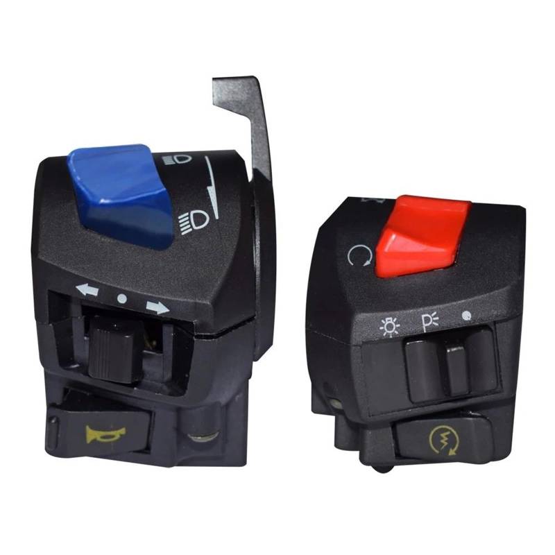 JIOEWS Motorrad Schalter Control Motorrad-Lenker-Controller-Schalter, Nebelscheinwerfer, Hupe, Blinker, Scheinwerfer, Elektrische Startschalter Griffschalter Motorrad(2) von JIOEWS