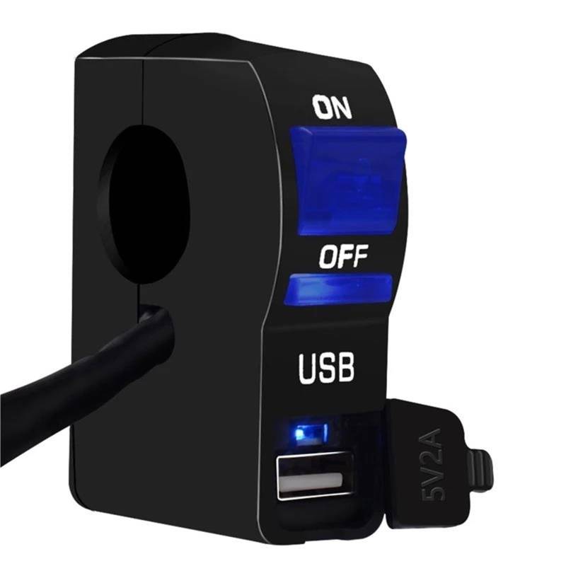 JIOEWS Motorrad Schalter Control Motorrad-Lenkerlichtschalter Mit USB-AN-AUS-USB-Adapter Griffschalter Motorrad(3) von JIOEWS