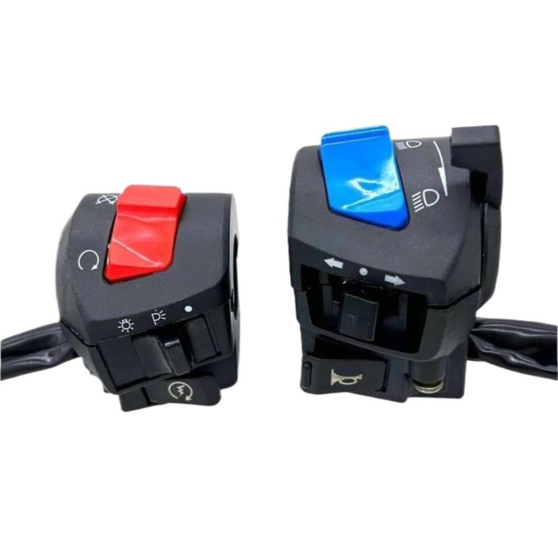 JIOEWS Motorrad Schalter Control Universal 22mm Motorrad Lenker Schalter Mit Choke Scheinwerfer Horn Blinker Elektrische Start Lenker Controller Taste Schalterelement(4) von JIOEWS