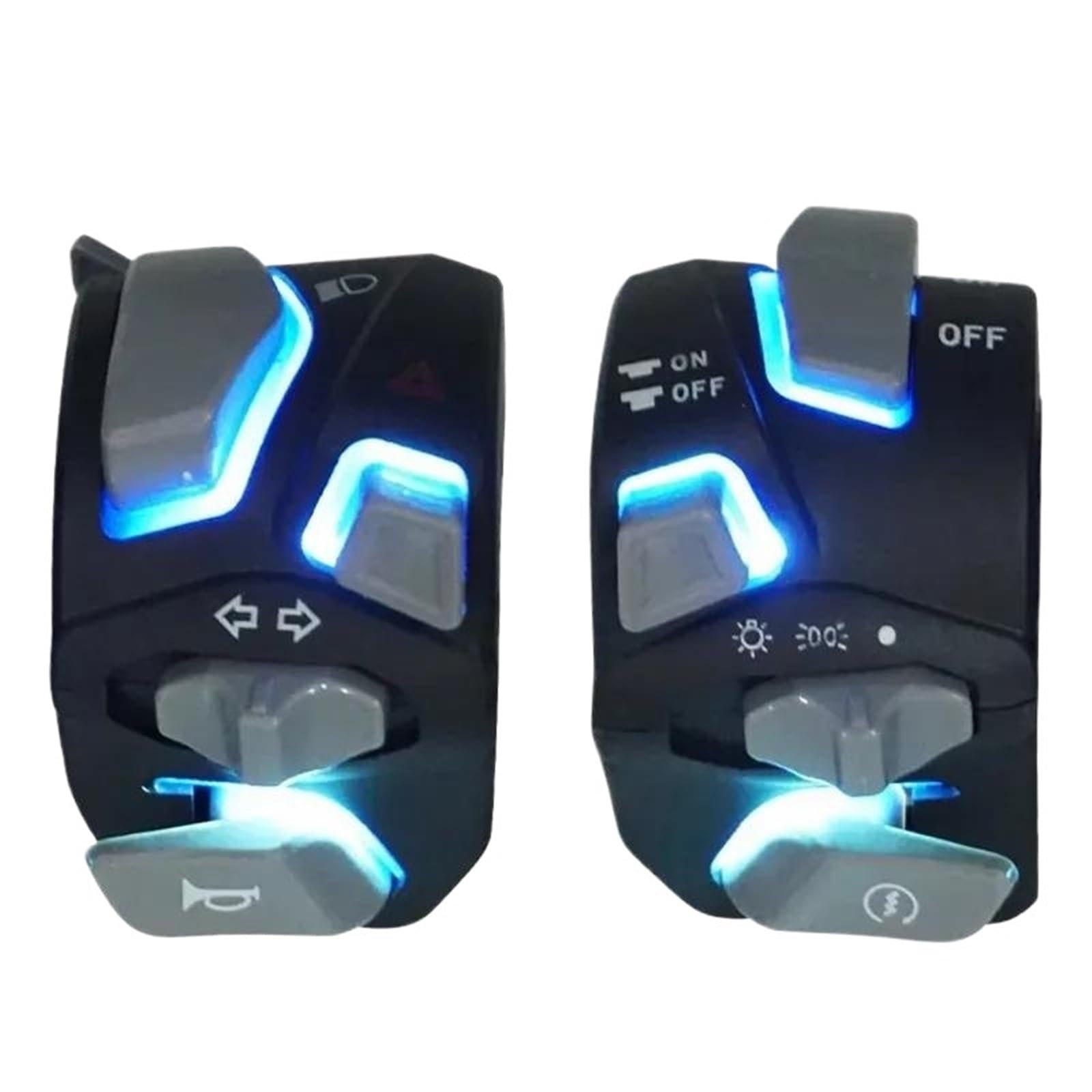 JIOEWS Motorrad Schalter Control Universeller Motorrad-Lenkerschalter, Scheinwerfer-Warnlicht, Blinker, Signalhorn, Start- Und Kill-Taste Griffschalter Motorrad(2) von JIOEWS