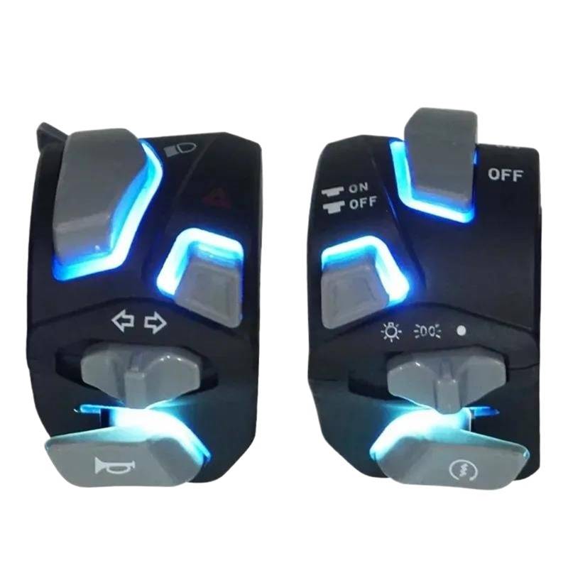 JIOEWS Motorrad Schalter Control Universeller Motorrad-Lenkerschalter, Scheinwerfer-Warnlicht, Blinker, Signalhorn, Start- Und Kill-Taste Griffschalter Motorrad(2) von JIOEWS