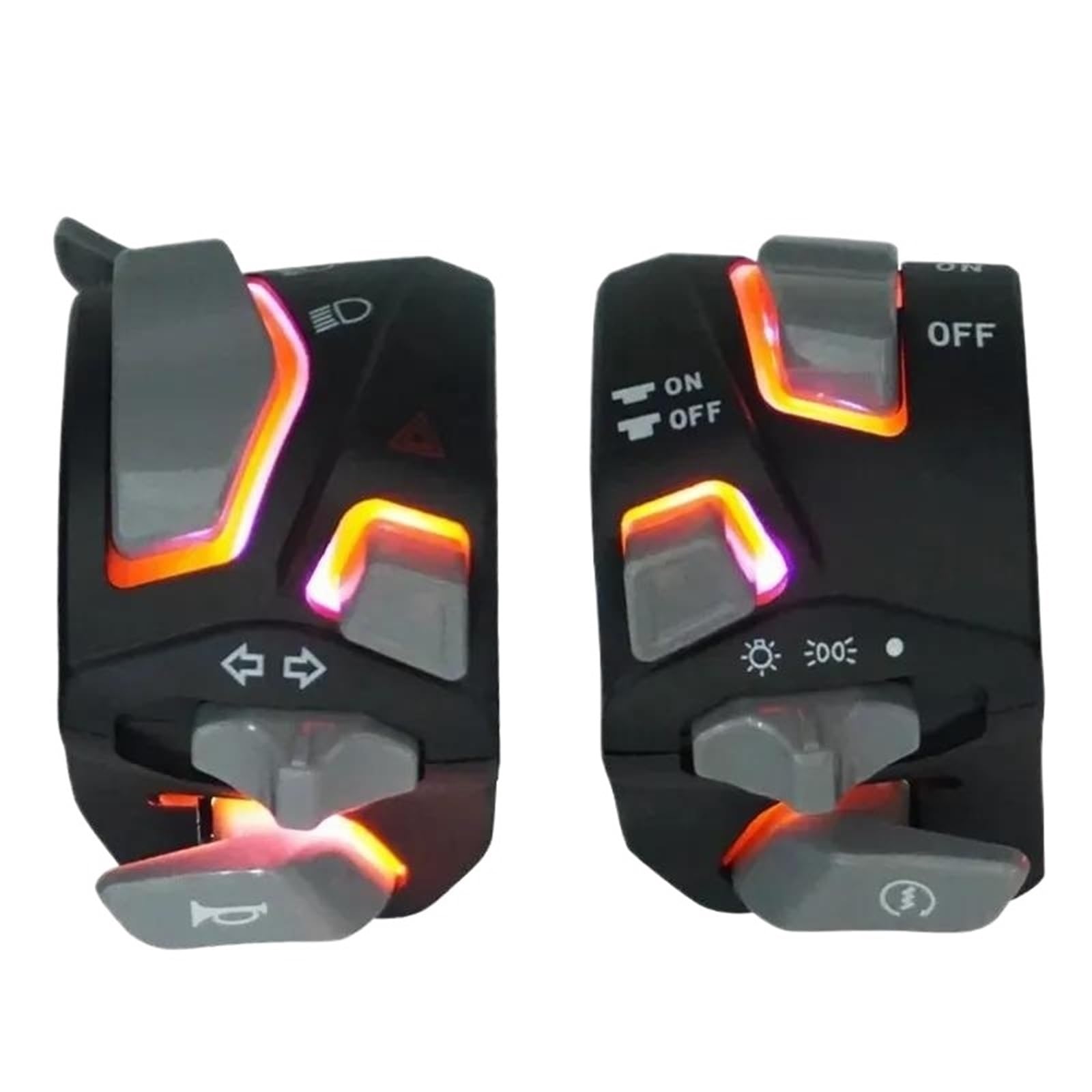 JIOEWS Motorrad Schalter Control Universeller Motorrad-Lenkerschalter, Scheinwerfer-Warnlicht, Blinker, Signalhorn, Start- Und Kill-Taste Griffschalter Motorrad(3) von JIOEWS