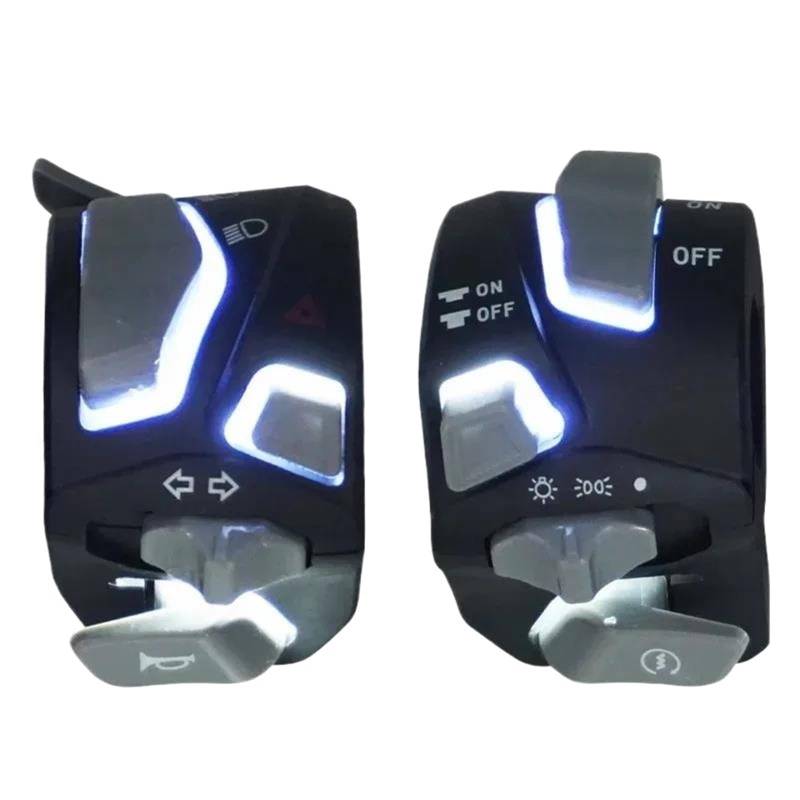 JIOEWS Motorrad Schalter Control Universeller Motorrad-Lenkerschalter, Scheinwerfer-Warnlicht, Blinker, Signalhorn, Start- Und Kill-Taste Griffschalter Motorrad(4) von JIOEWS