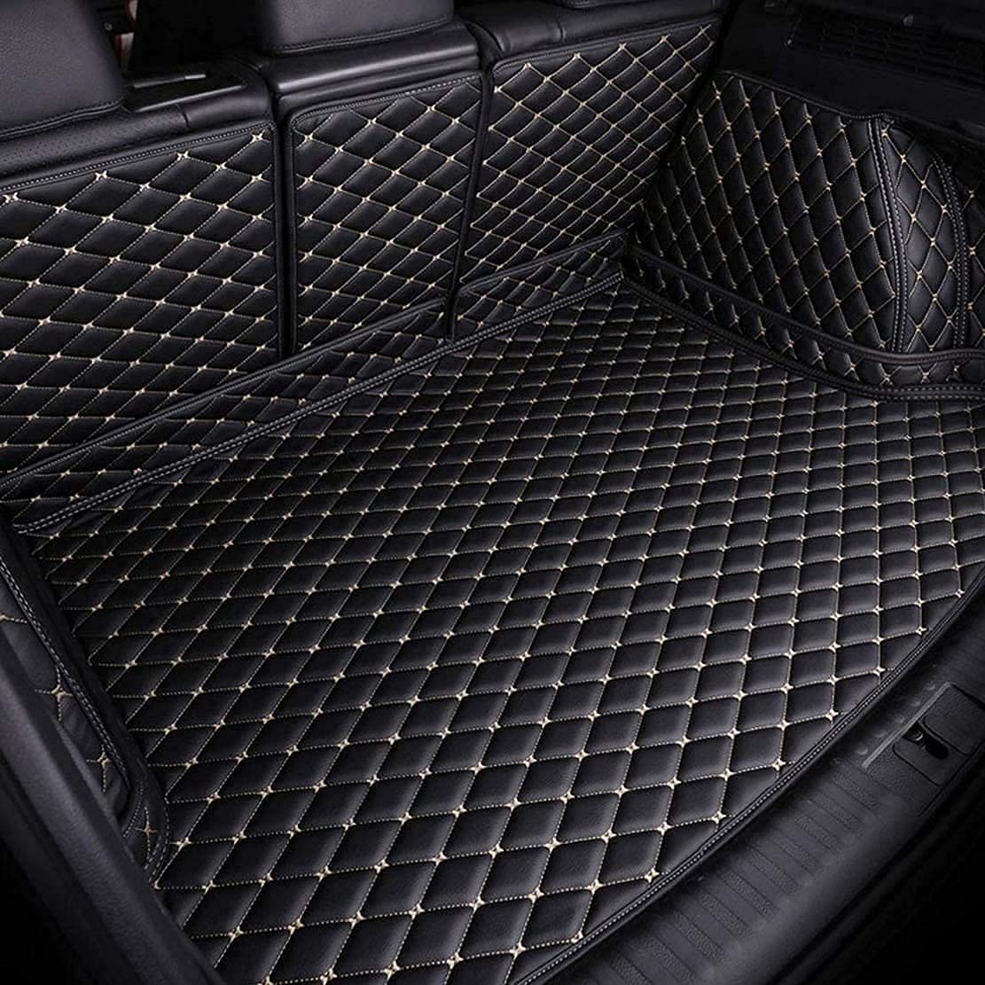 Auto Kofferraumwanne Leder Kofferraummatte für BMW X5 F15 2014-2018(5seats), wasserdicht Kratzfest rutschfest Kofferraum Schutzmatten,E-Black-Beige von JITONA