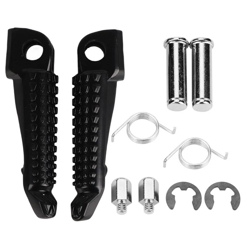 Motorrad Fußstütze, 1 Paar Aluminium Motorrad Vorderfußstützen Fußstütze für ZX-6R ZX-7R ZX-9R ZX-10R ZX-12R Z1000 für z750 accessori für fußrasten schwarz motorrad vorne von JIULAN