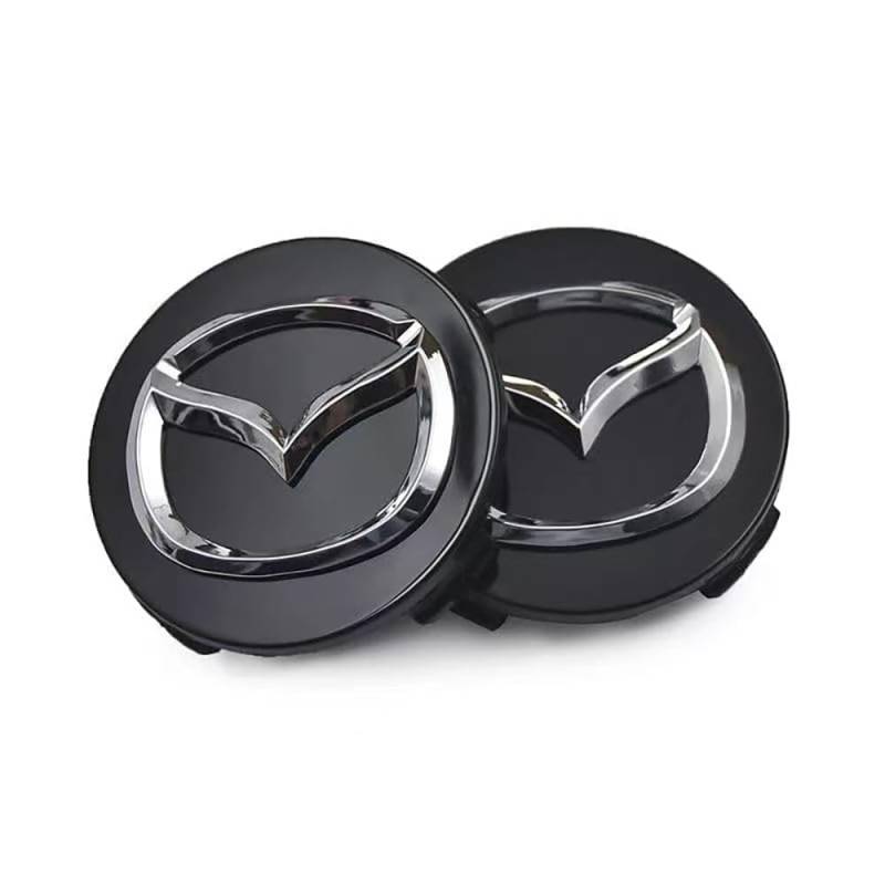 4 Stück Radnabenabdeckung für Ma-zda MX-5 MX 5 MX5 56mm, Felgenabdeckung für Autofelgen für Dekoration von Automobilen Rad Autozubehör,A von JIYIFAN