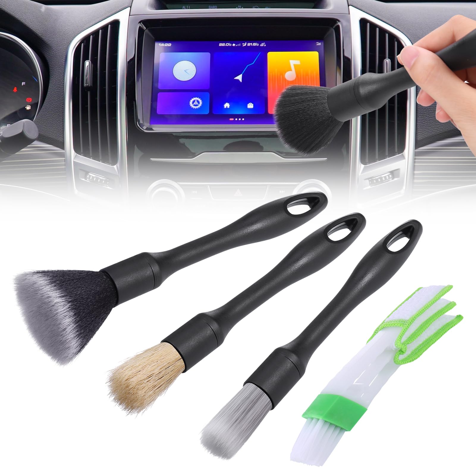JIZZU 4 Stück Auto Detailing Bürsten Set, Auto Detailing Pinsel Set, Reinigung Pinsel Set Auto Innen Detailing Bürsten zum Reinigen von Rädern, Motor, Auto Innenraum, Lüftungsschlitzen JIZZU 4 Stück Auto Detailing Bürsten Set, Auto Detailing Pinsel Set, Reinigung Pinsel Set Auto Innen Detailing Bürsten zum Reinigen von Rädern, Motor, Auto Innenraum, Lüftungsschlitzen von JIZZU