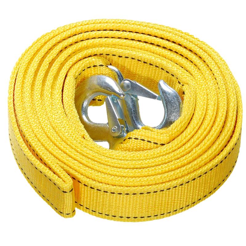 Carkio Strapazierfähiges Abschleppseil mit Sicherheitshaken, 4,3 cm x 5 m, 5 Tonnen Polyester-Abschleppseil, Zugseil, gelb von Carkio