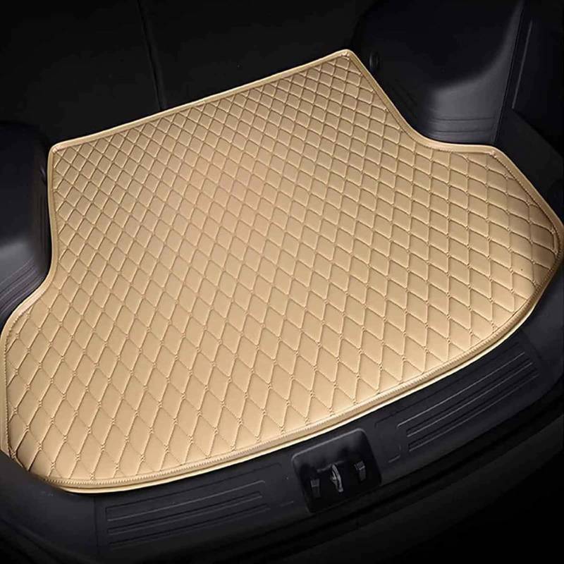 Premium Auto Kofferraummatte FüR Toyota C-HR II 2023 2024, Custom Leder Kofferraumwanne Kofferraum Cargo Teppich Wasserdicht Schutzmatte ZubehöR, Beige von JJNIENUS