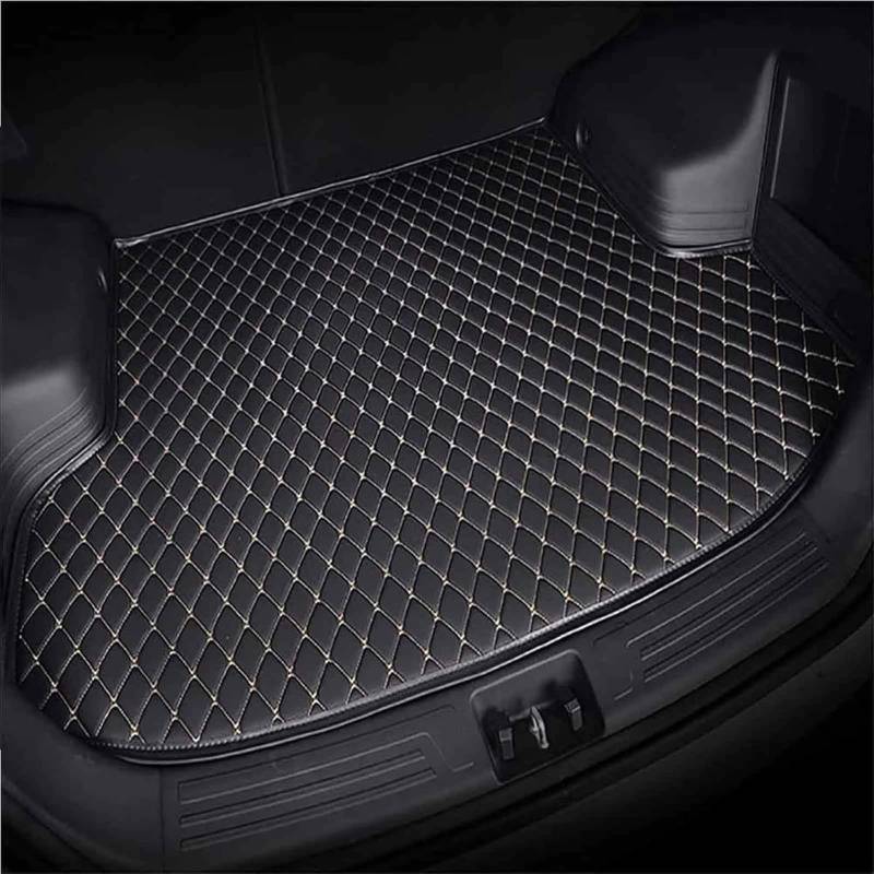 Premium Auto Kofferraummatte FüR Toyota C-HR II 2023 2024, Custom Leder Kofferraumwanne Kofferraum Cargo Teppich Wasserdicht Schutzmatte ZubehöR, Black Beige von JJNIENUS