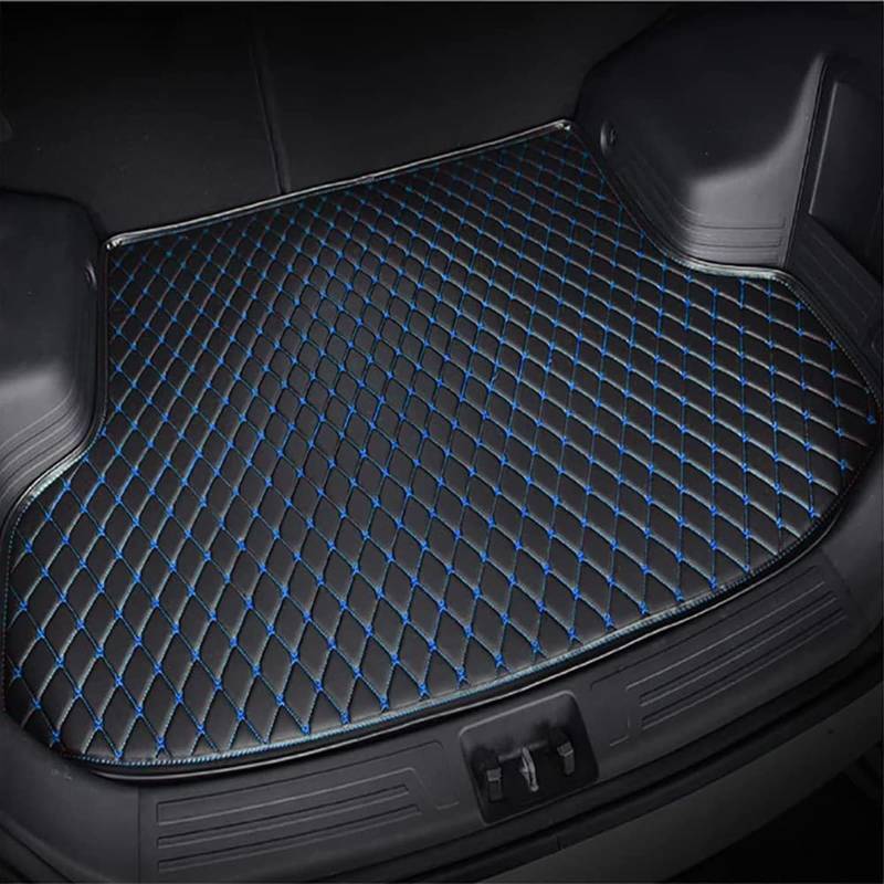 Premium Auto Kofferraummatte FüR Toyota C-HR II 2023 2024, Custom Leder Kofferraumwanne Kofferraum Cargo Teppich Wasserdicht Schutzmatte ZubehöR, Black Blue von JJNIENUS