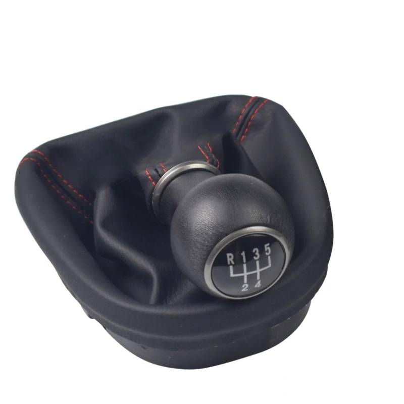 JJRFVBGT Auto Schaltknauf Hebel Kompatibel Mit Seat Für Leon 2006 2007 2008 2009 2010 2011 2012 MT 5 6-Gang-Auto-Schaltknauf-Hebel Auto-Innenraumteile-Zubehör(Red Line,5 Speed) von JJRFVBGT