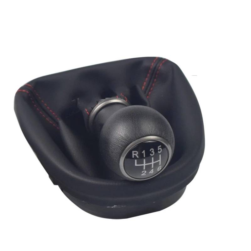 JJRFVBGT Auto Schaltknauf Hebel Kompatibel Mit Seat Für Leon 2006 2007 2008 2009 2010 2011 2012 MT 5 6-Gang-Auto-Schaltknauf-Hebel Auto-Innenraumteile-Zubehör(Red Line,6 Speed) von JJRFVBGT