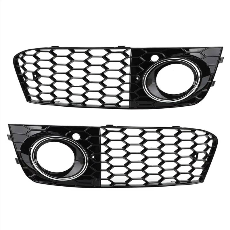 JJRFVBGT Nebelscheinwerfer Blende Kompatibel Mit A4 B8 2009 2010 2011 2012 Auto Frontstoßstange Nebelscheinwerfer Mesh-Kühlergrill Abdeckung Nebelscheinwerfer Wabengrill 8KD807682 8KD807681 von JJRFVBGT