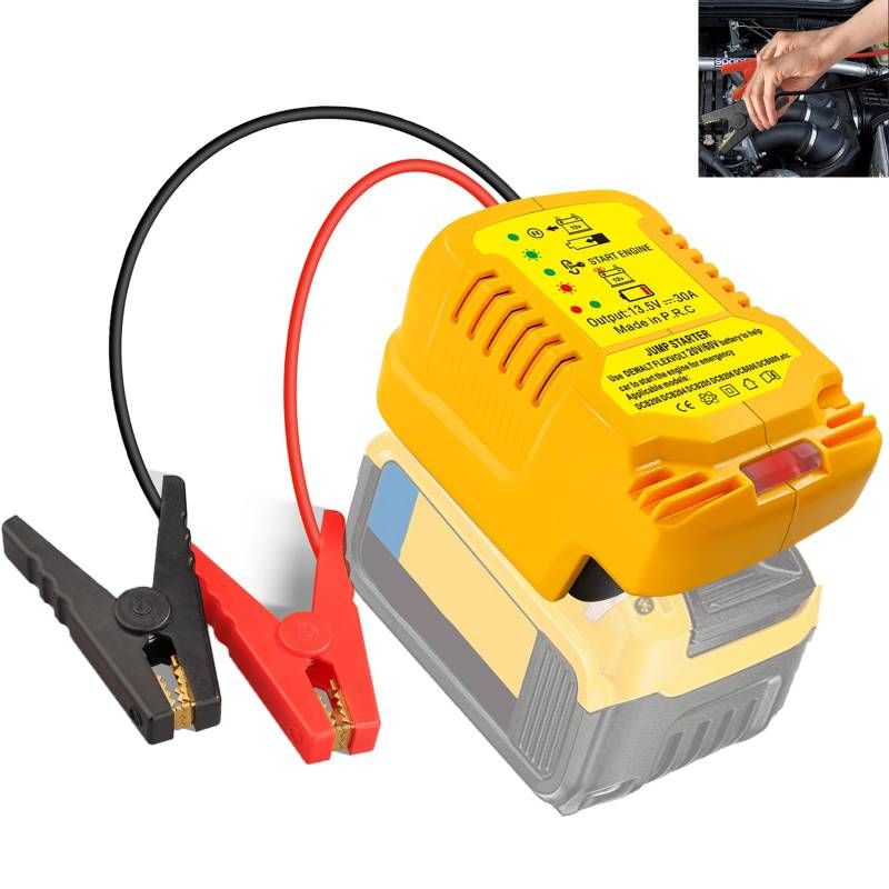 Auto Starthilfe Starter Adapter für DeWalt 18V/20V/60V Lithium-Ionen Akku, Auto Starthilfe Booster (Batterie Nicht im Lieferumfang enthalten) von JJXNDO