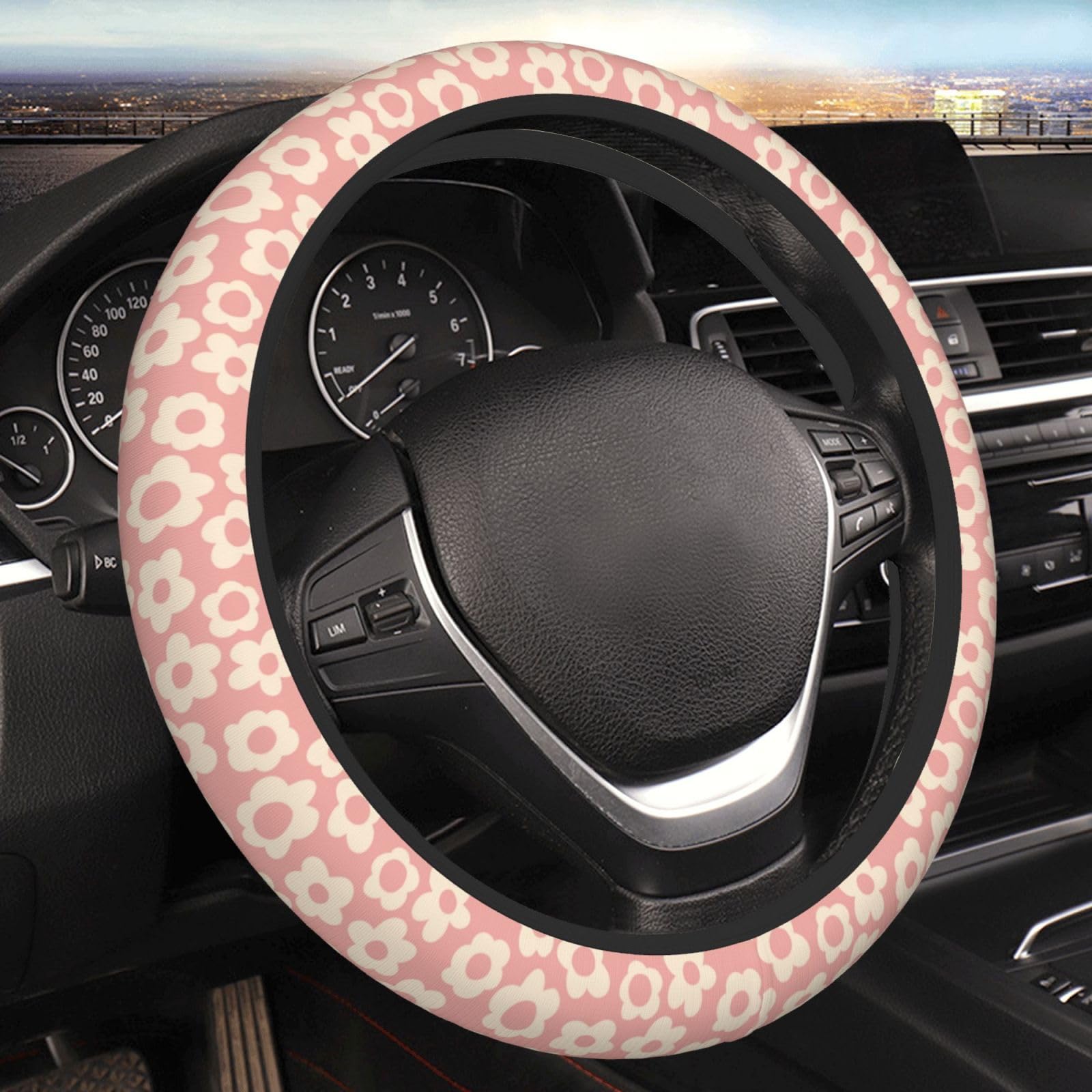Lenkradbezug für Damen, Herren, Mädchen, Autozubehör, rutschfest, Neopren, universal, 38,1 cm, Rosa Lenkradbezug für Damen, Herren, Mädchen, Autozubehör, rutschfest, Neopren, universal, 38,1 cm, Rosa von JKJOJIA