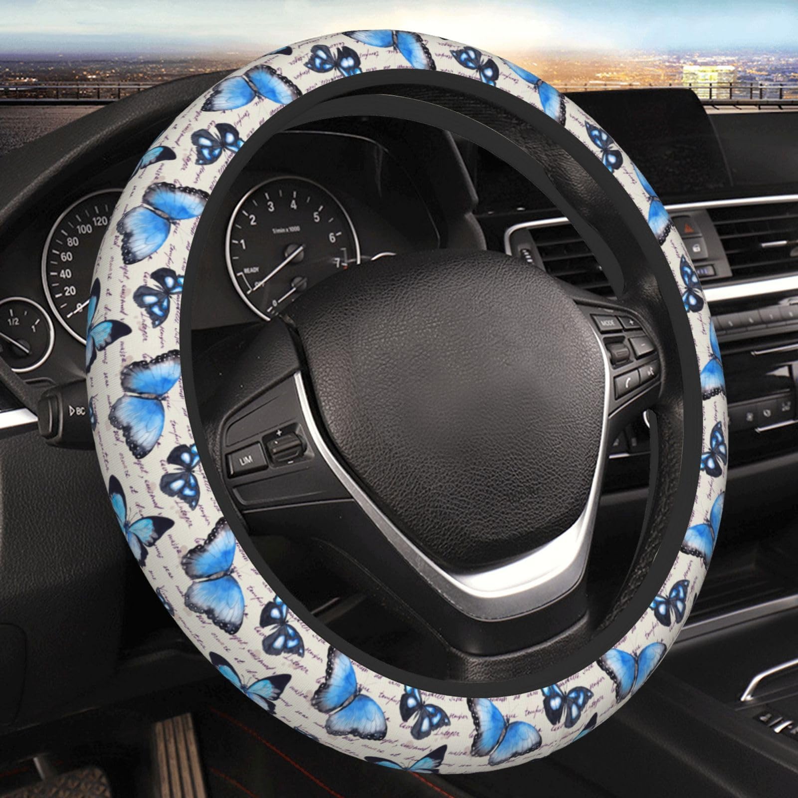 Vintage Schmetterling Blau Lenkrad Abdeckung für Frauen Männer Mädchen Auto Zubehör Dekor Anti-Rutsch Neopren Auto Lenkrad Abdeckungen Protector Universal 15 Zoll Vintage Schmetterling Blau Lenkrad Abdeckung für Frauen Männer Mädchen Auto Zubehör Dekor Anti-Rutsch Neopren Auto Lenkrad Abdeckungen Protector Universal 15 Zoll von JKJOJIA