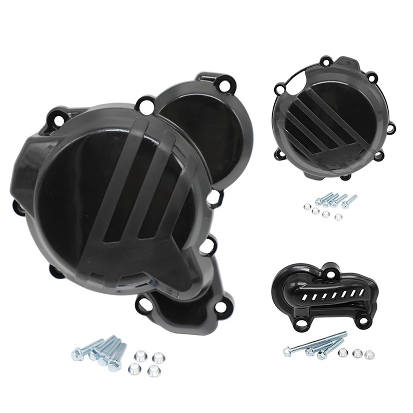 JLJLJ Motocross Kupplung Schutz Motor Zündung Schutz Wasserpumpe Abdeckung for K//T//M SX XC EXC XCW TPI for H/u/s/q/v/a/r//n//a TC TX TE 2019-2022(Black 3 Piece Set) von JLJLJ