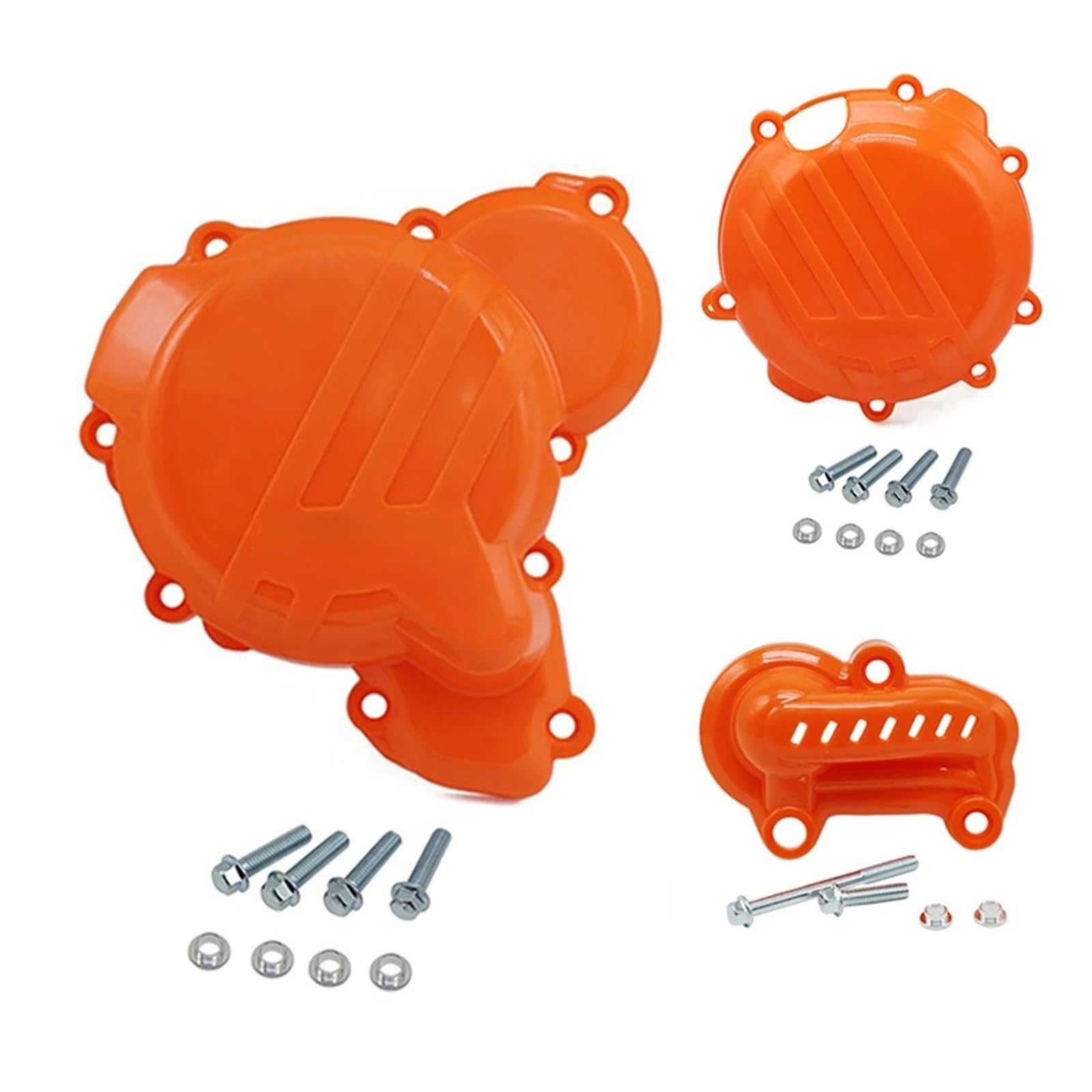 JLJLJ Motocross Kupplung Schutz Motor Zündung Schutz Wasserpumpe Abdeckung for K//T//M SX XC EXC XCW TPI for H/u/s/q/v/a/r//n//a TC TX TE 2019-2022(Orange 3 Piece Set) von JLJLJ