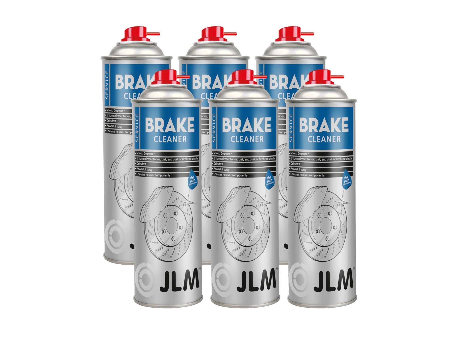 JLM Bremsenreiniger Spray - Effektive Reinigung von Schmutz, Öl und Bremsstaub von Bremsscheiben, Bremsbelägen & Kupplungsteilen - 6 x 500ml Sprühdose von JLM
