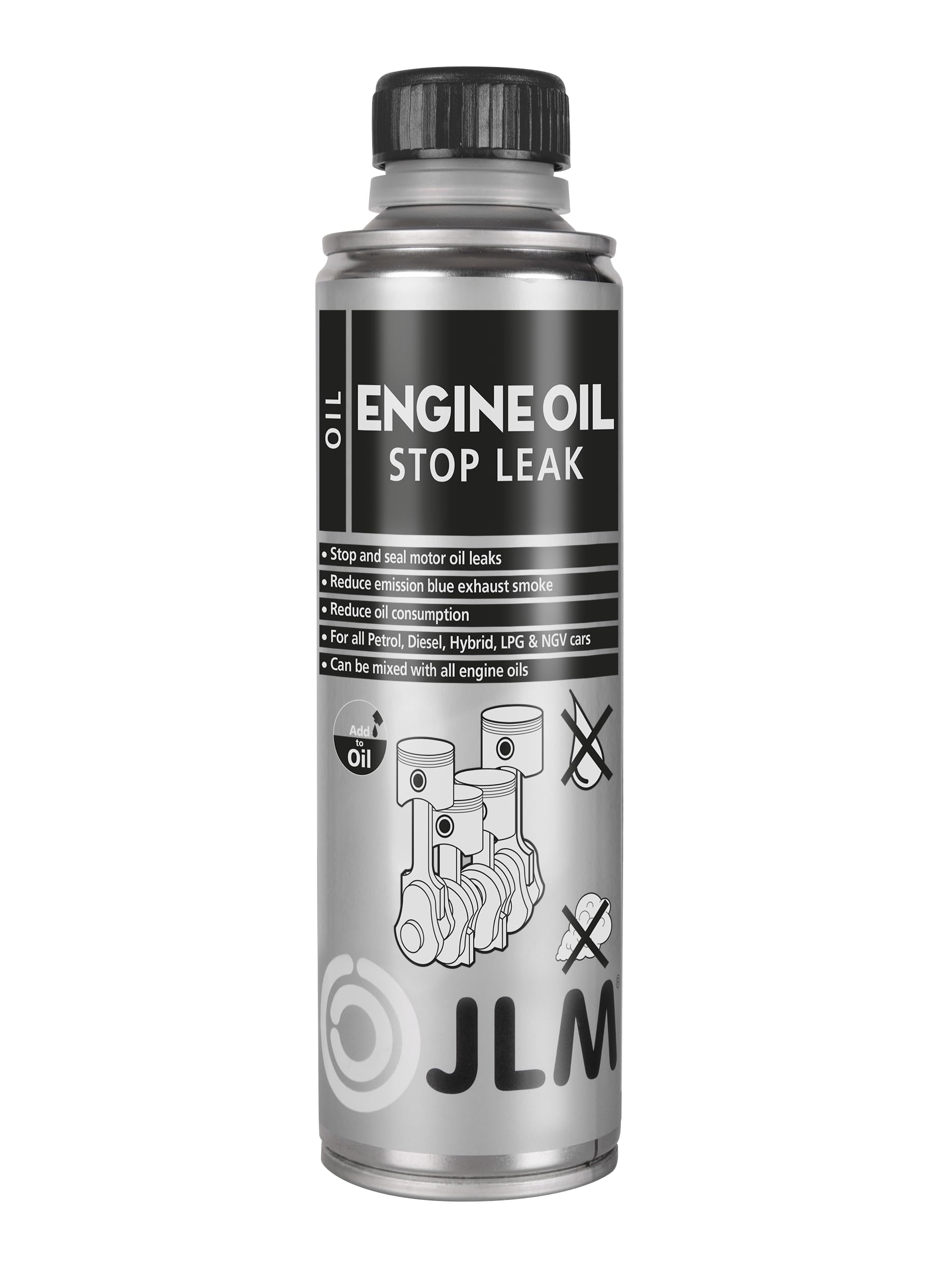 JLM Engine Oil Stop Leak Öl-Verlust Stop 250 ml Dichtung Ölleck Reduziert Ölverbrauch Professioneller Motorschutz von JLM