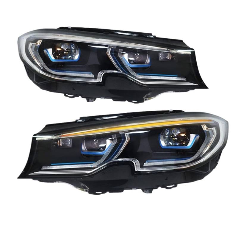 2pc Auto Neue Scheinwerfer Kompatibel Für BMW G20 3 Serie G28 2019 2020 2021 Zubehör Vorne Hilfs DRL Blinker licht Montage(With Blue L-ed) von JLPOCRBJ