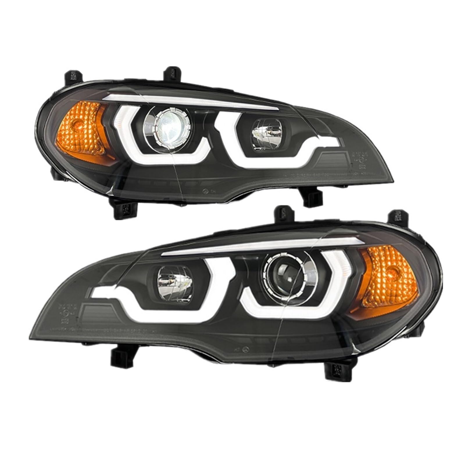 Auto-Frontlichter kompatibel für BMW X5 E70 Scheinwerfer-Projektorlinse 2007-2013 Angel Eye DRL Signalkopflampe Automobilzubehör(11-13_WITH LED BLUBS) von JLPOCRBJ