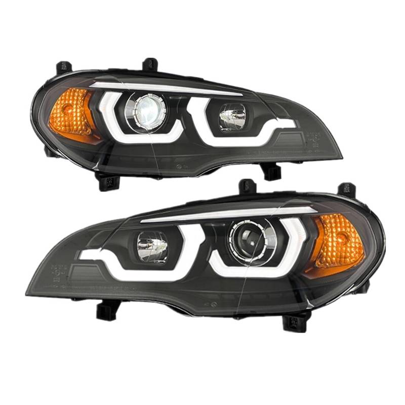 Auto-Frontlichter kompatibel für BMW X5 E70 Scheinwerfer-Projektorlinse 2007-2013 Angel Eye DRL Signalkopflampe Automobilzubehör(11-13_WITH LED BLUBS) von JLPOCRBJ