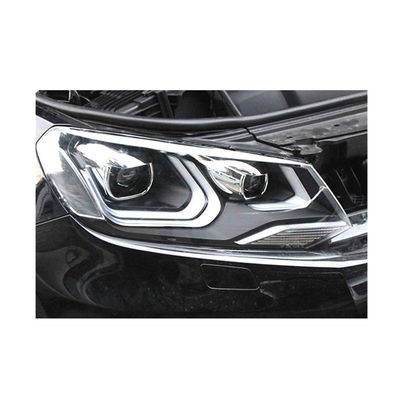 Auto-Styling Kompatibel für VW Touareg Scheinwerfer 2011-2013 Touareg DRL Option Scheinwerfer Angel Eye Bi Xenon Strahl Autozubehör(LED) von JLPOCRBJ