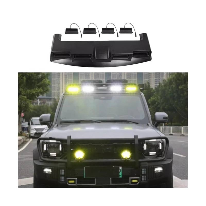 Autodachscheinwerfer Kompatibel für JETOUR Traveller T2 2023-2024 Modifikation Vieraugen-Spoilerplattform Gepäckträgerrahmen Suchscheinwerfer(Two white two yellow) von JLPOCRBJ
