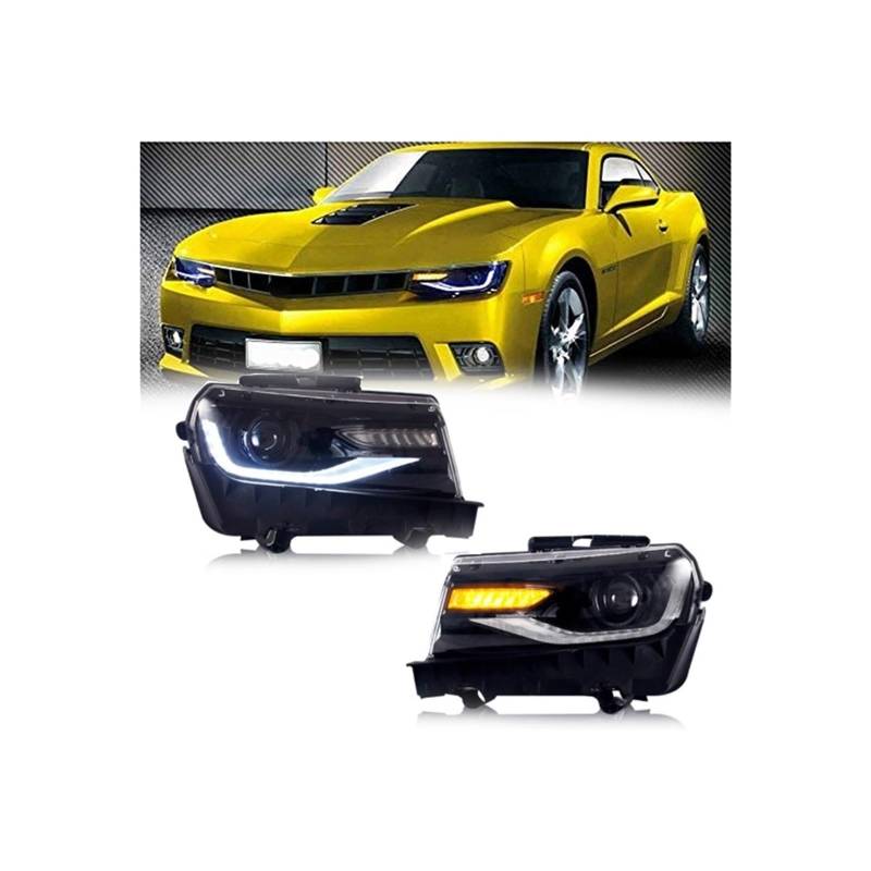 Autolichter Scheinwerfer Montage Frontlampe 2014-2015 5. Generation Sequentielle Blinker Scheinwerfer Kompatibel für Chevrolet Camaro Beleuchtung(Normal Style 2pcs) von JLPOCRBJ