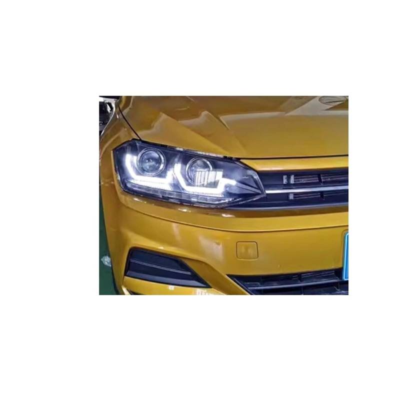 Autozubehör Kompatibel mit VW Polo-Scheinwerfern 2019-2020 Scheinwerfer DRL Blinker Fernlicht Angel Eye Projektorlinse von JLPOCRBJ