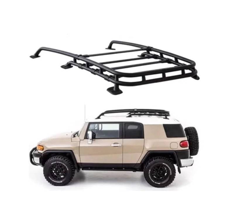 Kompatibel für Toyota FJ Cruiser 2007–2017 + Aluminiumlegierung Auto Dachträger Flachdach Reiserahmen Box von JLPOCRBJ