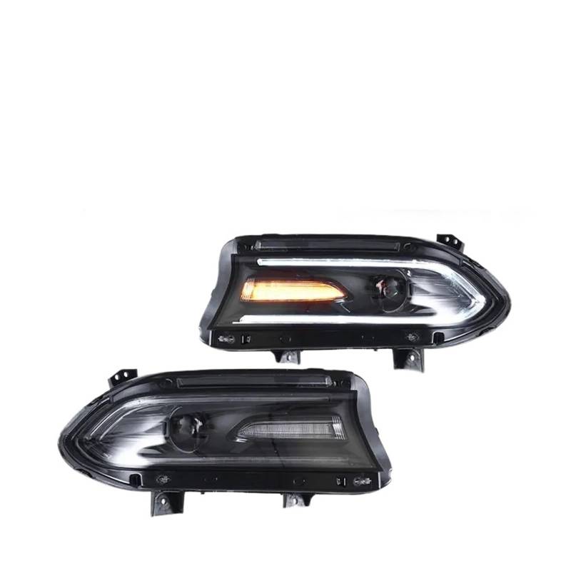 Paar Auto-Frontscheinwerfer mit bernsteinfarbenem DRL-Blinker, kompatibel mit Dodge Charger 2015–2020, Play and Plug-Autozubehör von JLPOCRBJ