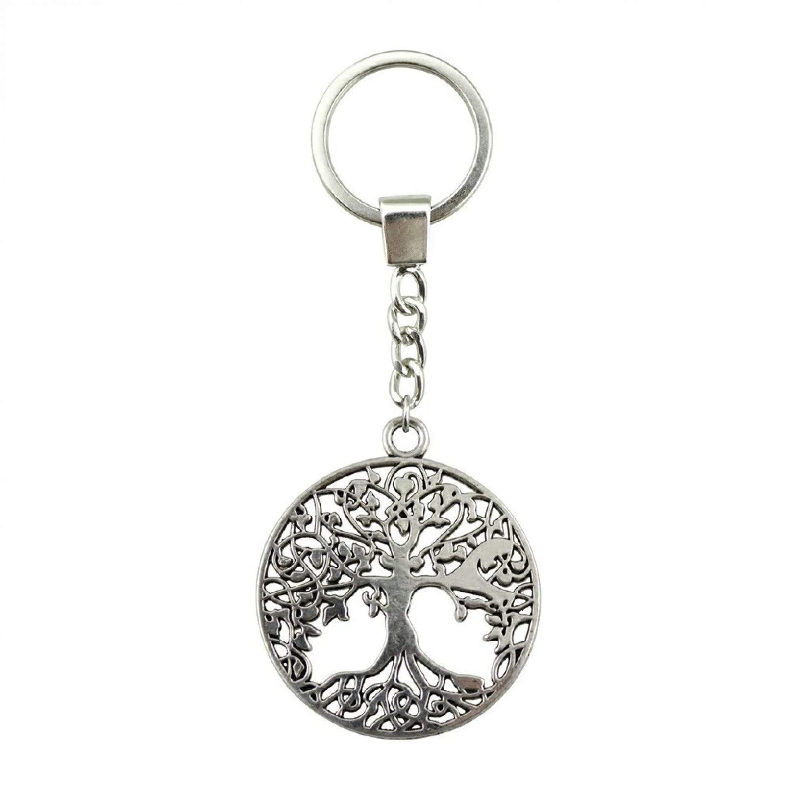 JLZK Silber Farbe 40X35Mm Baum des Lebens Schlüsselanhänger Handgefertigter Metall Schlüsselanhänger Partygeschenk von JLZK