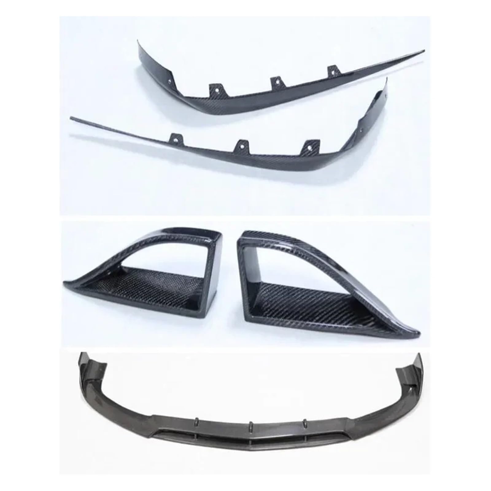 Auto Frontspoiler Lippe Für Benz Für CLS63 Für AMG Für W218 2015 2016 2017 Carbon Fiber Front Bumper Lip Spoiler Splitter Schürzen Nebel Licht Air Vent Abdeckung Vorne Spoilerlippe(All Set) von JMOLXURI